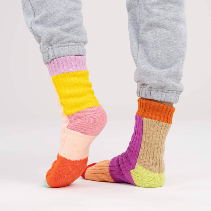 Mismatch House Socks: Pink / S/M - W 6-9<br>M 5-7.5