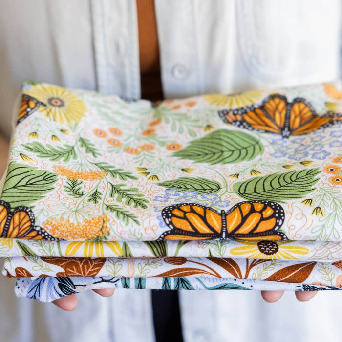 Monarch Garden Tea Towel - Butterfly Floral Kitchen Decor