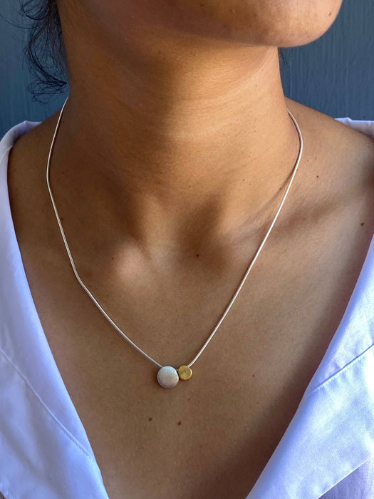 Two Small Ovals Necklace in Silver, Vermeil, or Mixed: Mixed