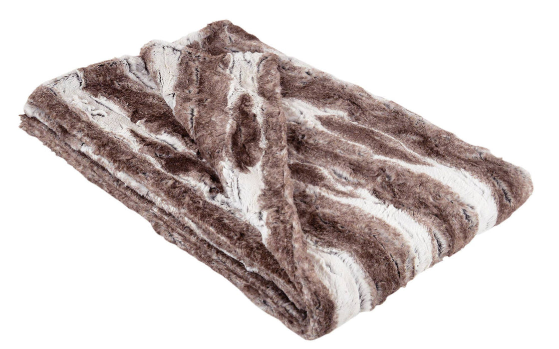 Throw - 58 x 45 Standard Size Assorted Neutral Faux Fur: Khaki / 100% Polyester Faux Fur / 58 " x 45"