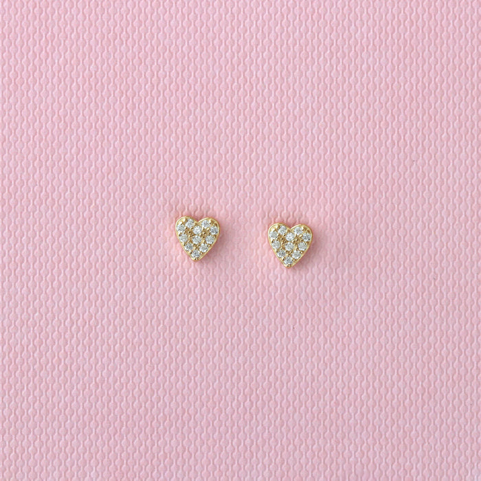 Heart Crystal Stud Earrings 18K Gold Vermeil | Sterling Silver CZ Crystals Nickel Free Hypoallergenic Ships from CA: Sterling Silver