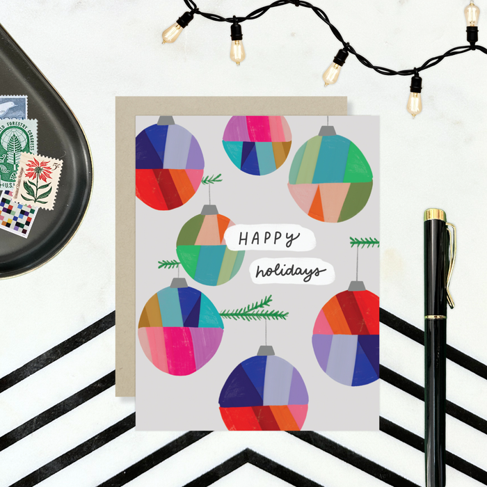 Colorful Ornaments Light Holiday Card