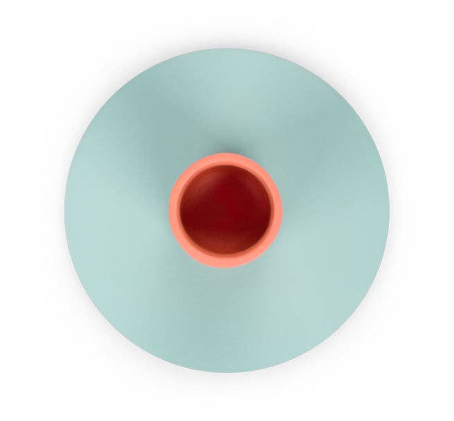 Small Two-Tone Opaline & Marigold Metal Candleholder