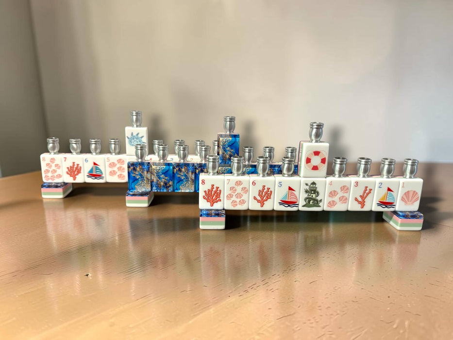 Mah Jong Menorah: Cream Acrylic