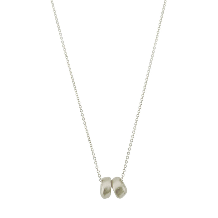 Two Beads Necklace in Silver, Vermeil, or Mixed: Vermeil