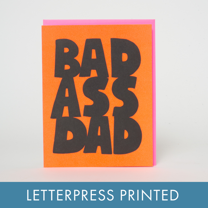 Bad Ass Dad Father's Day Letterpress Card by Ashkahn: Paper tab