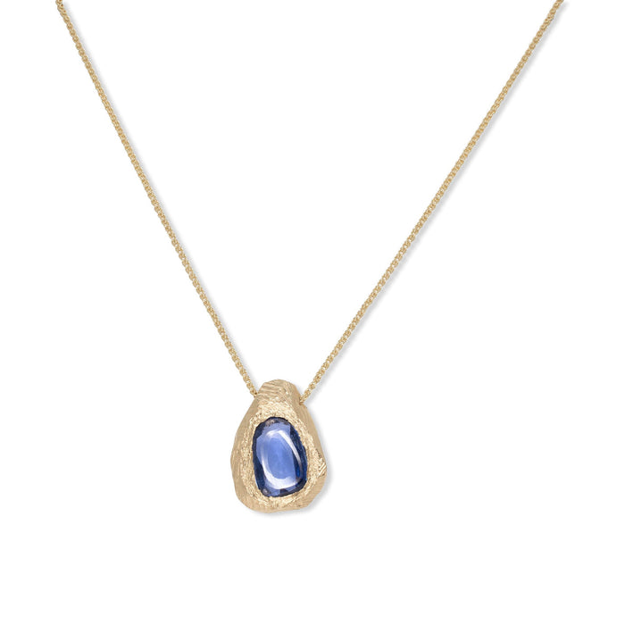 18kt Freeform Deep Blue Sapphire Necklace