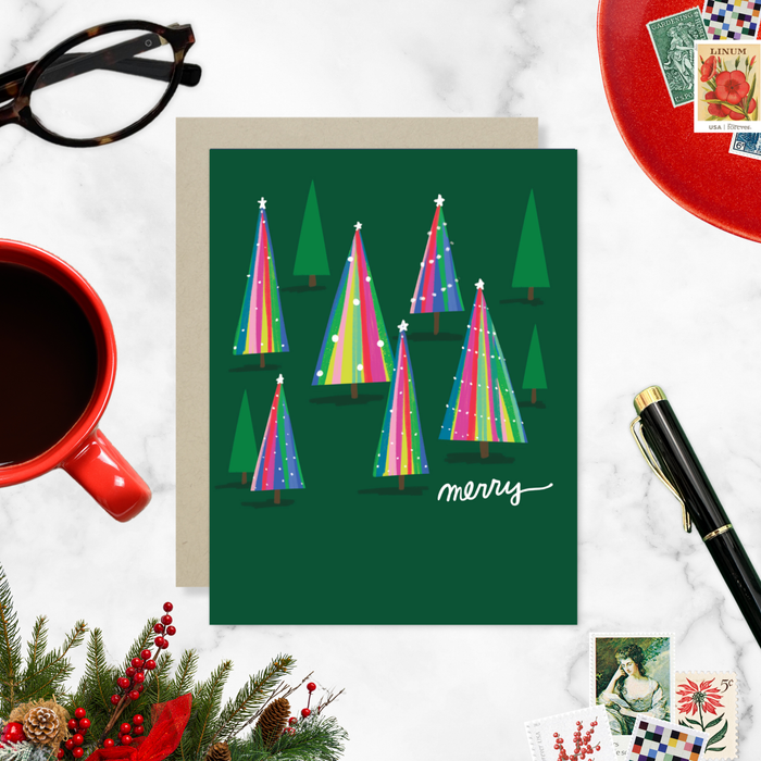 Colorful Trees Holiday Card