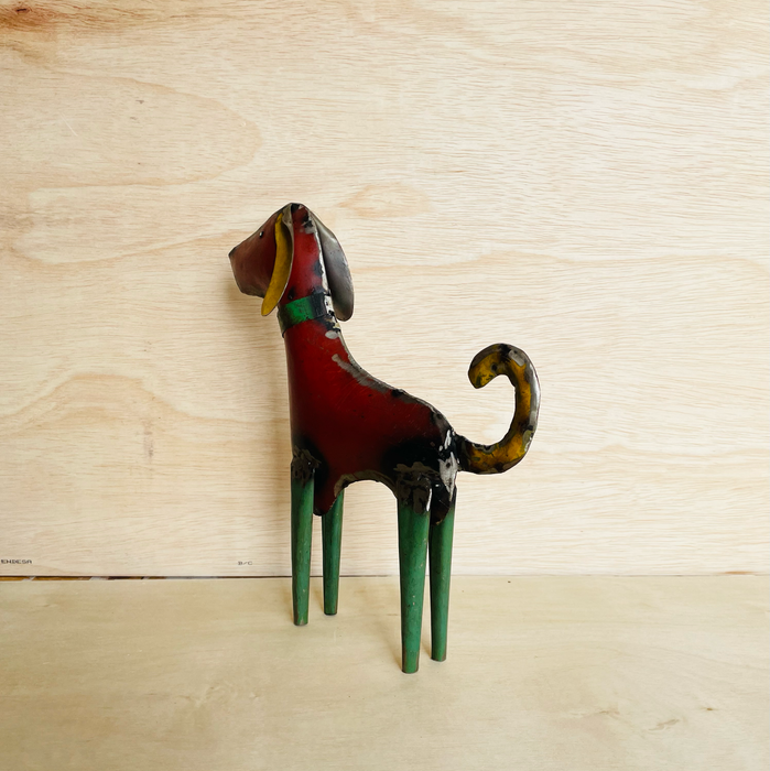 Dog Tall Red Recycled Metal Animals