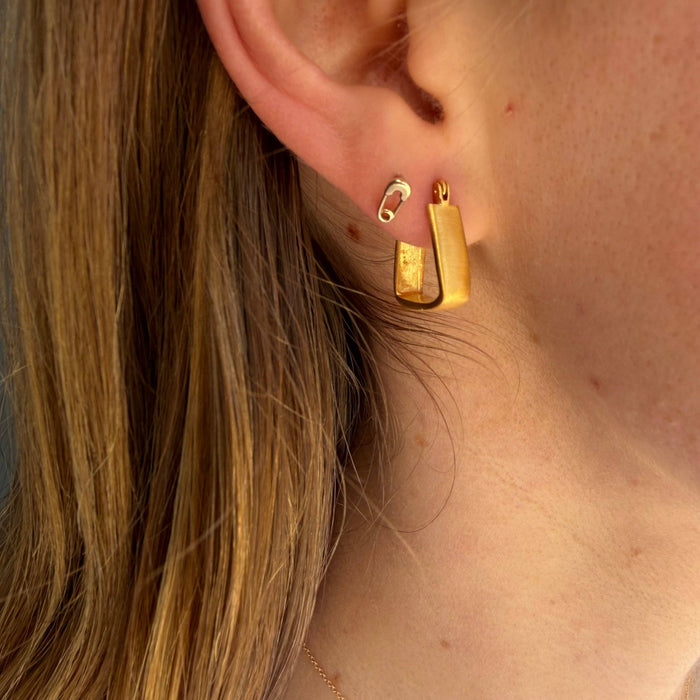 Small Wide Hoops Earrings in Silver or Vermeil: Silver