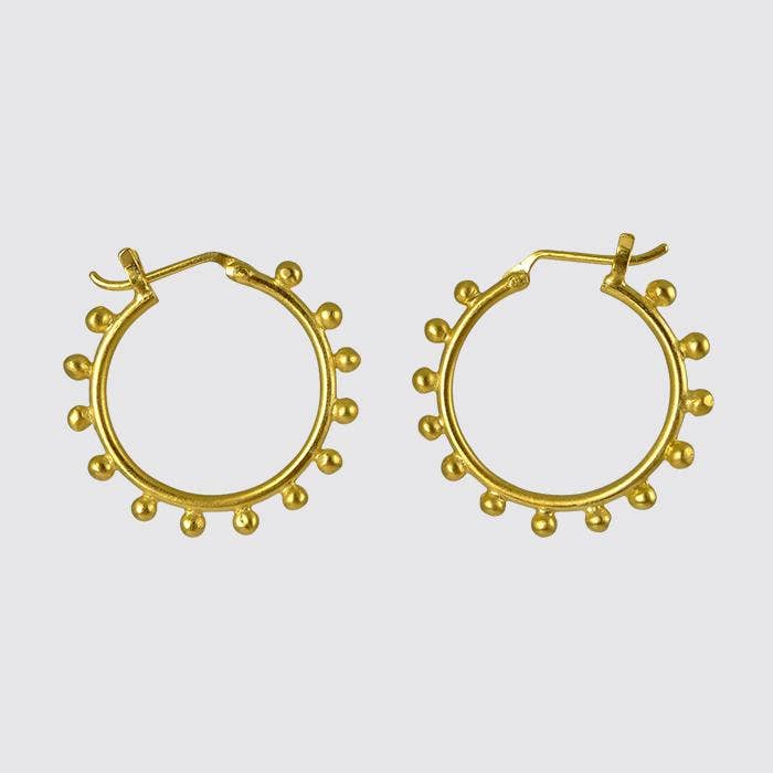 Granulated Hoop Earrings: Sterling Silver