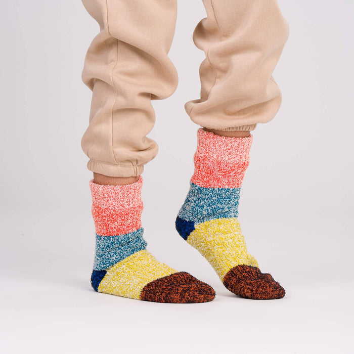 Color Band House Socks: Magenta Stone Blue / L/XL - W 9.5-12.5<br>M 8-11