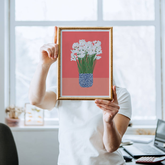 Paperwhite Flowers Art Print. Signed. Unframed. 220428: 11 x 14 unframed