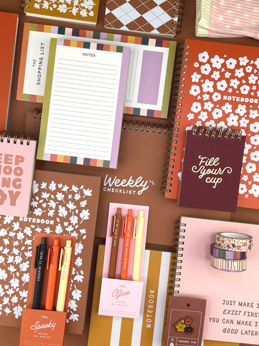 Fall Autumn Leaf Pattern Mini Jotter Notebook: Monarch | White Ink