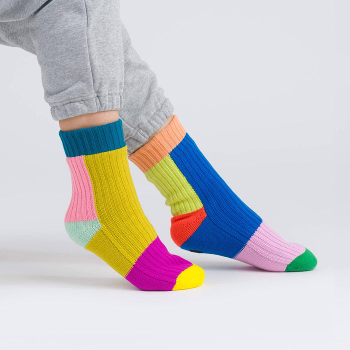 Mismatch House Socks: Pink / S/M - W 6-9<br>M 5-7.5