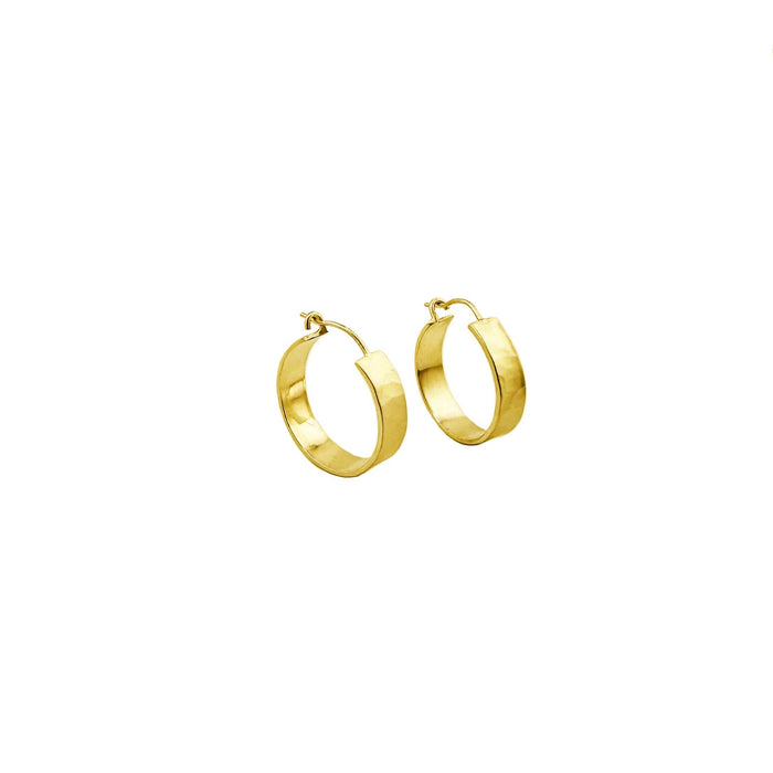 Medium hammered hoops earrings: Vermeil