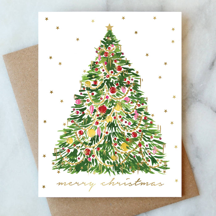 Tinsel Christmas Tree Holiday Card