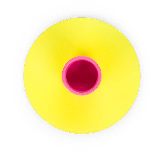 Small Two-Tone Two-Tone Sulphur & Neyron Pink Metal Candleholder