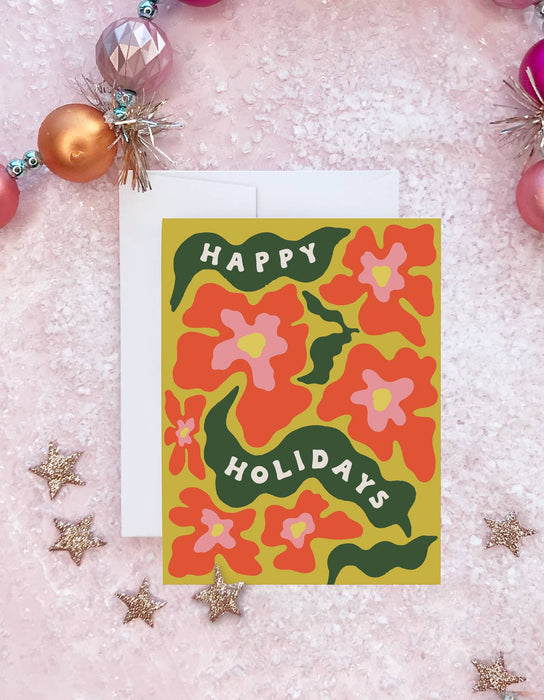 Holiday Greeting Card | Trippy Poinsettia: Single Card