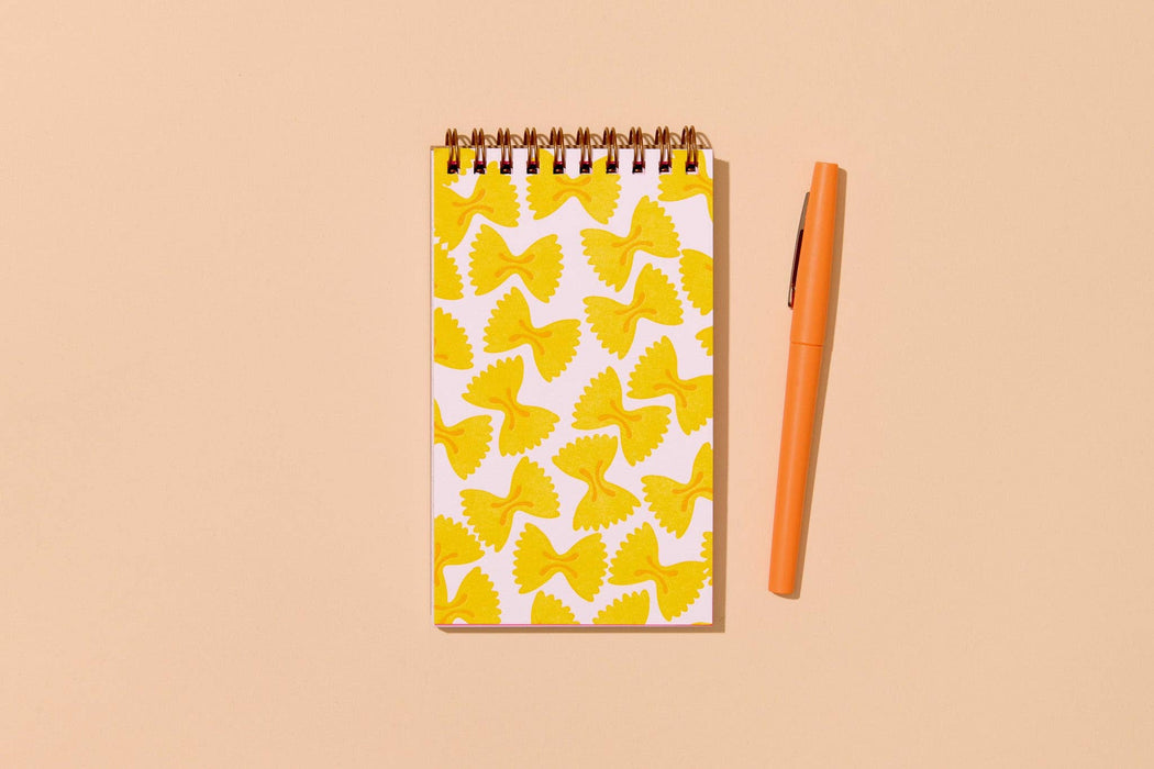 Letterpress Small Spiral Notebook—Farfalle (Bowtie Pasta)