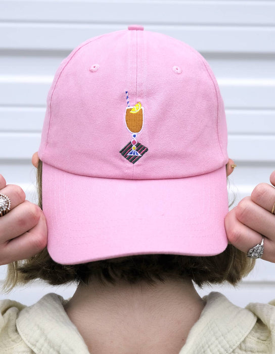 Embroidered Hat | Aperol Spritz Cocktail, Pink Color
