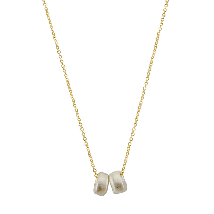 Two Beads Necklace in Silver, Vermeil, or Mixed: Vermeil