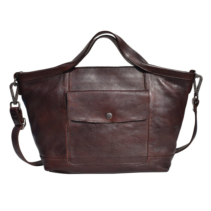 Claire Handcrafted Leather Tote/Crossbody Bags: Brown