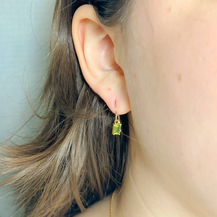Tiny peridot earrings: Vermeil