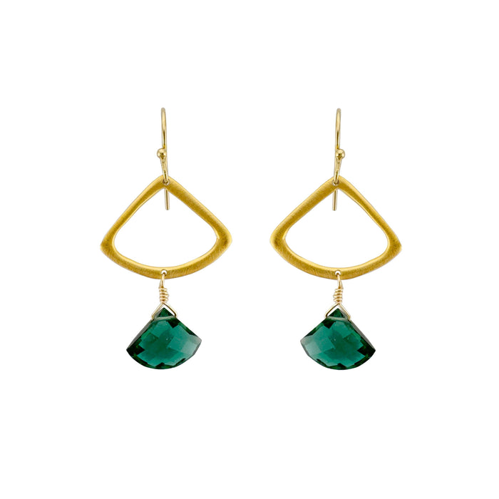 Open fan w. indicolite earrings: Vermeil