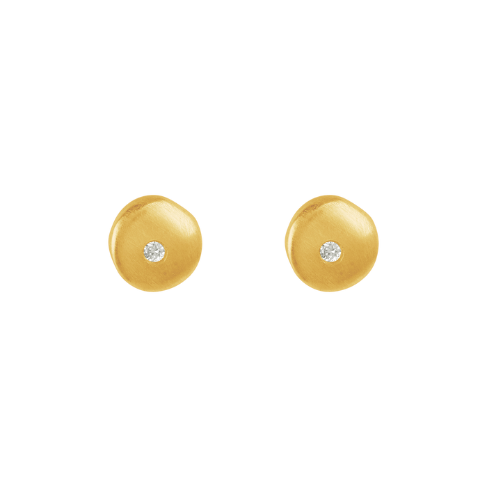 Tiny circular posts with ,02 ct diamond earrings: Silver
