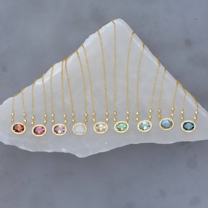 Aura Tourmaline Gemstone Necklace: Light Pink