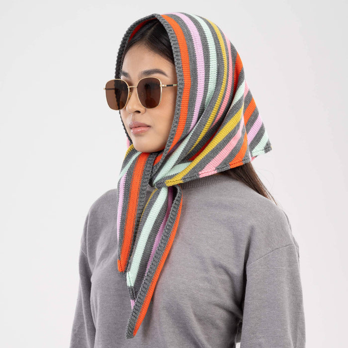 Color Stripe Triangle Scarf: Sand