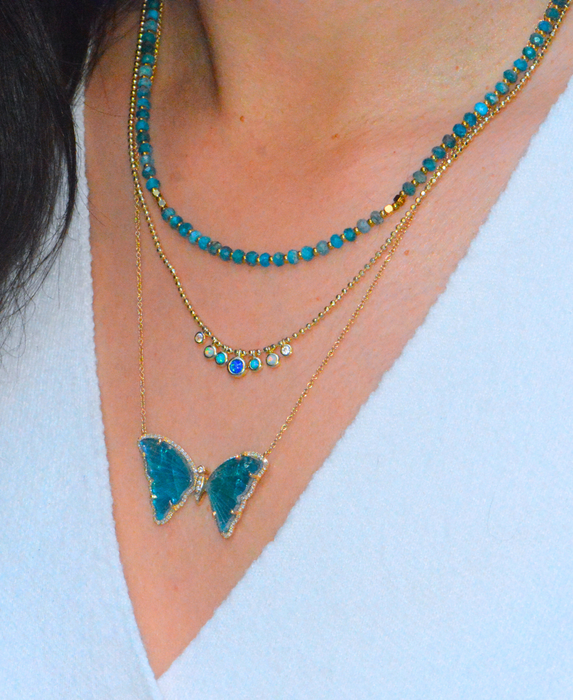 Lumira Mini Gemstone Necklace with Miyuki Beads: Blue Lapis