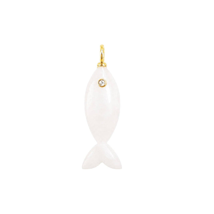 Mini Fish Gemstone Pendant With Topaz: Lapis