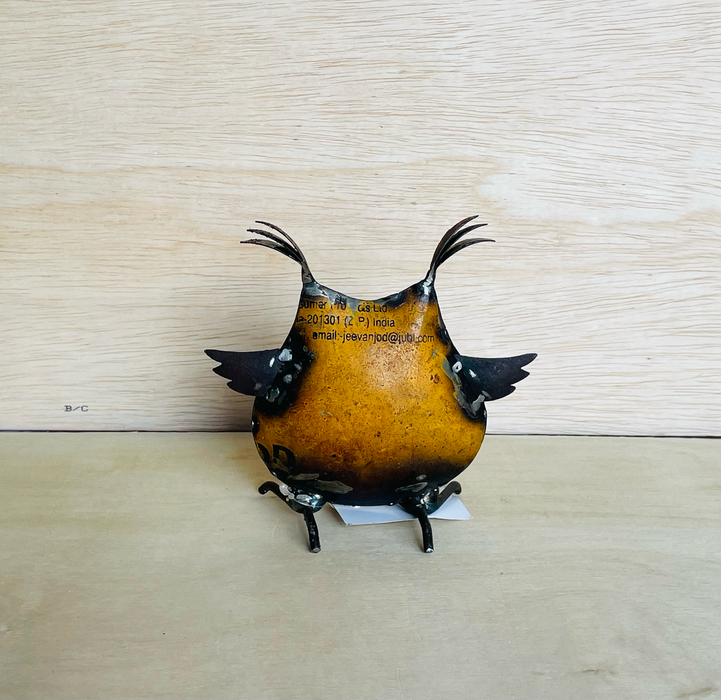 Owl Yellow Recycled Metal Animals