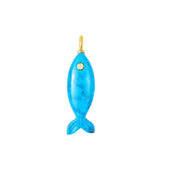 Mini Fish Gemstone Pendant With Topaz: Malachite