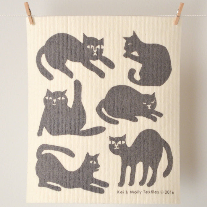 Sponge Cloth - Cats: Burnt Orange