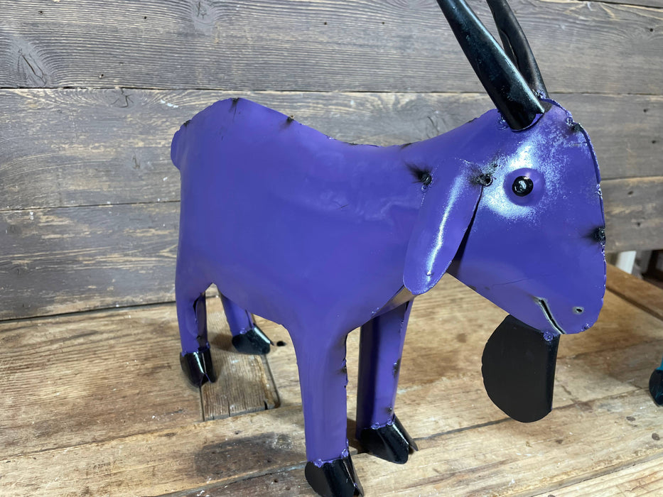 Fiesta Goat-Colorful-Metal-Garden Yard Art-Small-6Wx15Lx14H : Turquoise