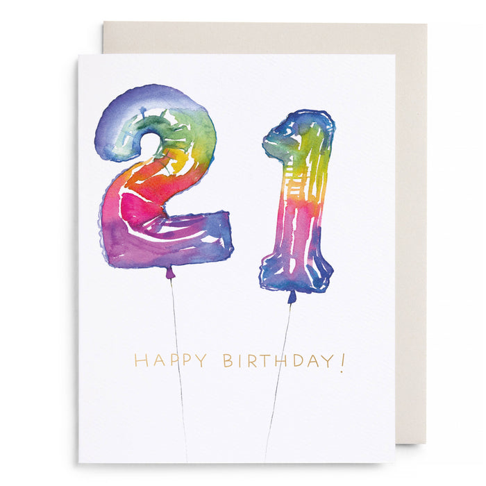 Helium 21 Birthday Greeting Card