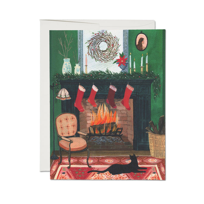Christmas by the Fireplace holiday greeting card: Boxed Set of 8