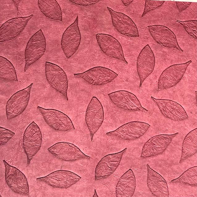 Embossed leaves paper, cranberry