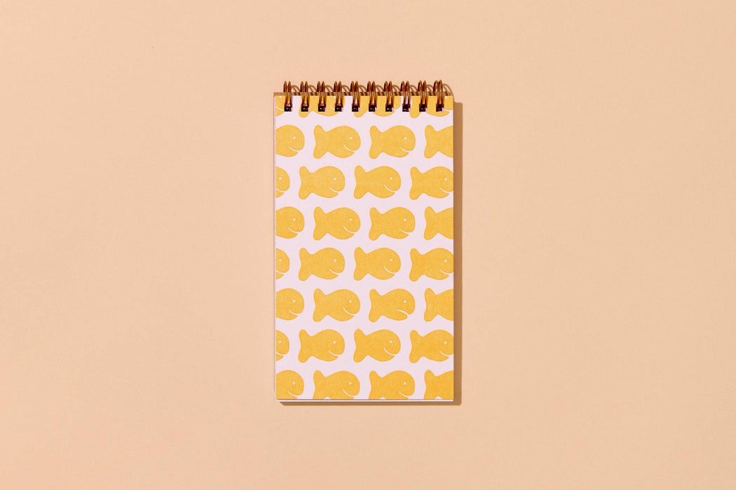 Letterpress Small Spiral Notebook—Goldfish Cracker (Cute Kid