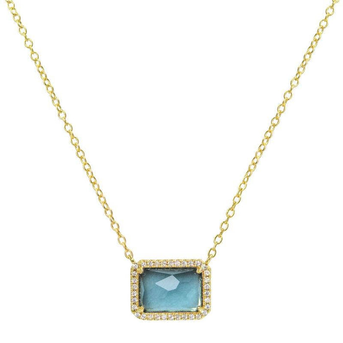 Atiena - Lab Created Rectangle Gemstone Necklace: London Blue