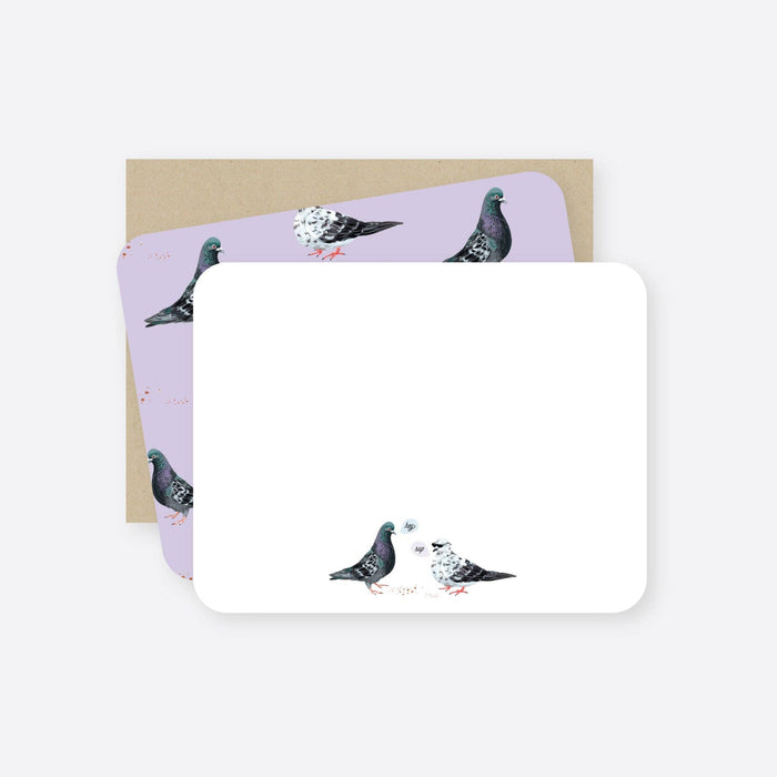 Chatting pigeons flat notecard set: Set of 8