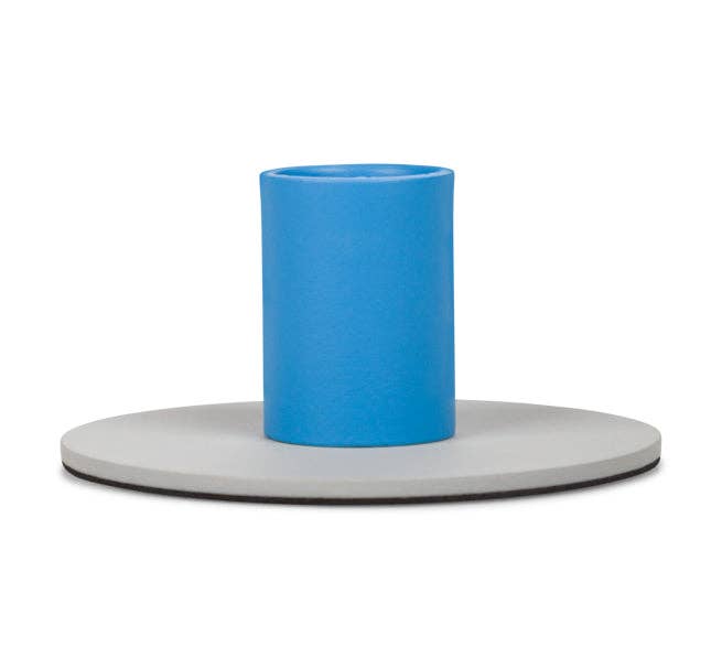 Small Two-Tone Gull Grey & Nanking Blue Metal Candleholder