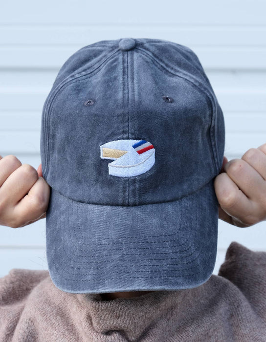 Embroidered Hat | Brie Cheese, Washed Navy Color