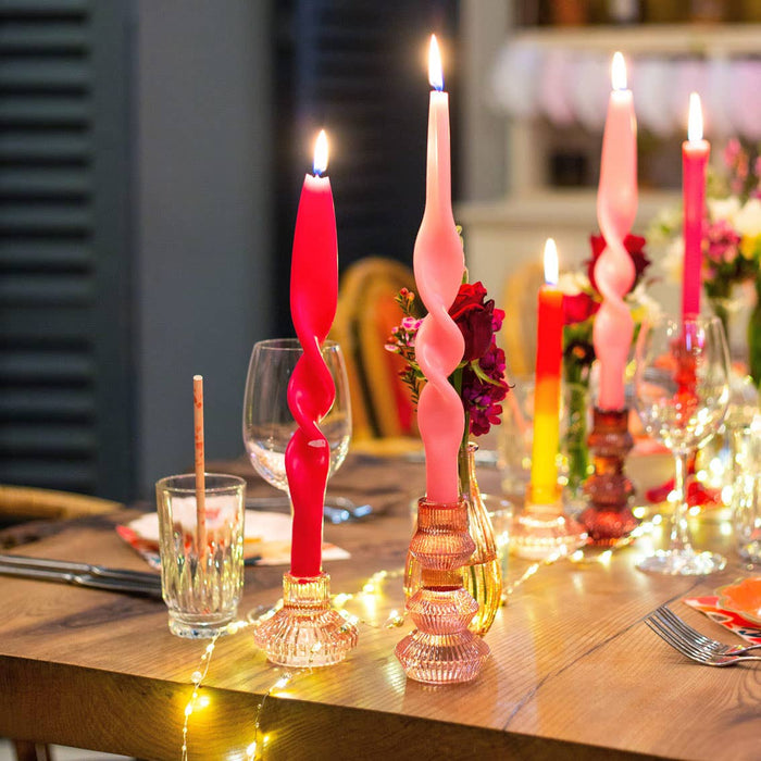 Small Pink Glass Candle Holder