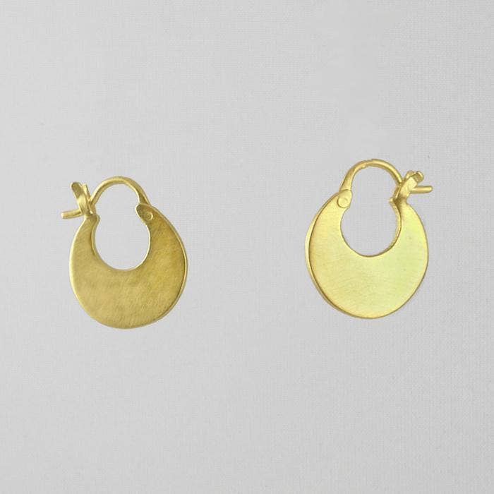 Flat Crescent Hoop Earrings: Sterling Silver