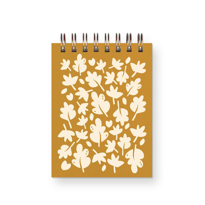 Fall Autumn Leaf Pattern Mini Jotter Notebook: Monarch | White Ink