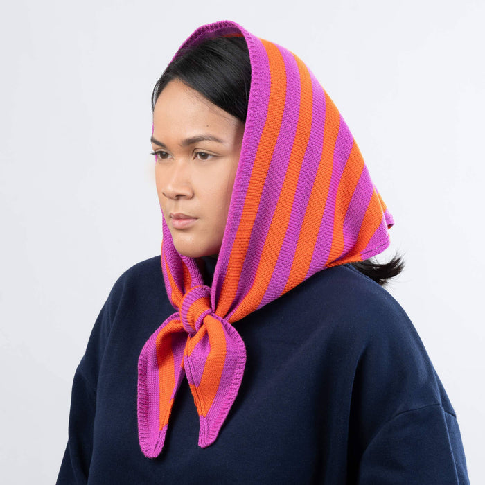 Simple Stripe Triangle Scarf: Lilac Denim